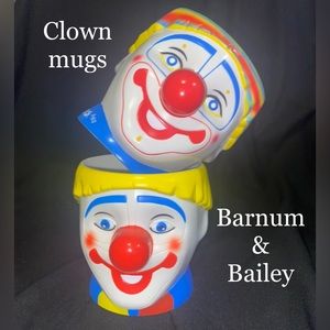 🤡Clown mugs,Barnum and Bailey,plastic,have only been used as decoration, 🤡
